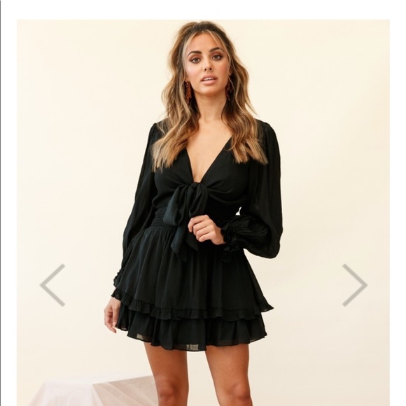 Long sleeved bow-tie front dress - Picture 1 of 3